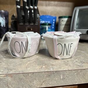 Rae Dunn White and Cream 'ONE' Bowls